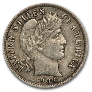 1906 Barber Dime XF 1906 Barber Dime XF